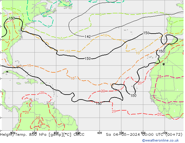 Height/Temp. 850 hPa CMCC sab 04.05.2024 00 UTC