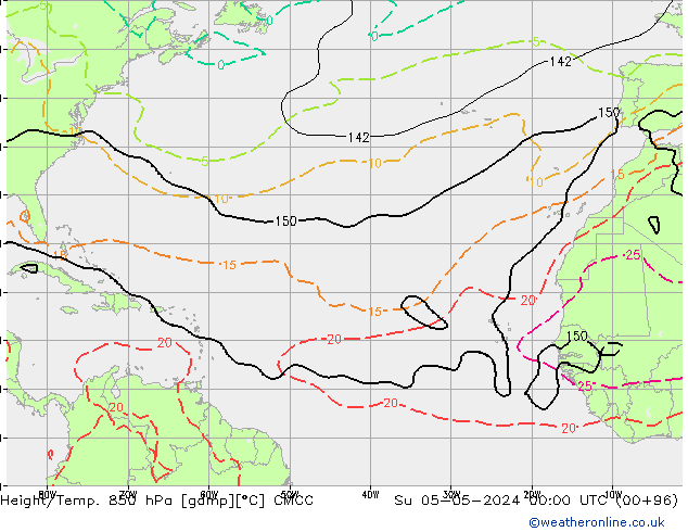 Yükseklik/Sıc. 850 hPa CMCC Paz 05.05.2024 00 UTC