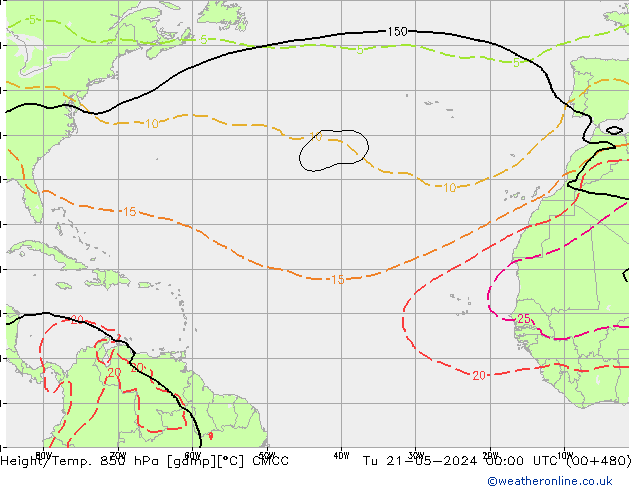 Géop./Temp. 850 hPa CMCC mar 21.05.2024 00 UTC