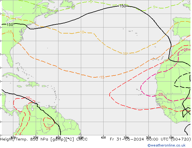 Height/Temp. 850 hPa CMCC Pá 31.05.2024 00 UTC