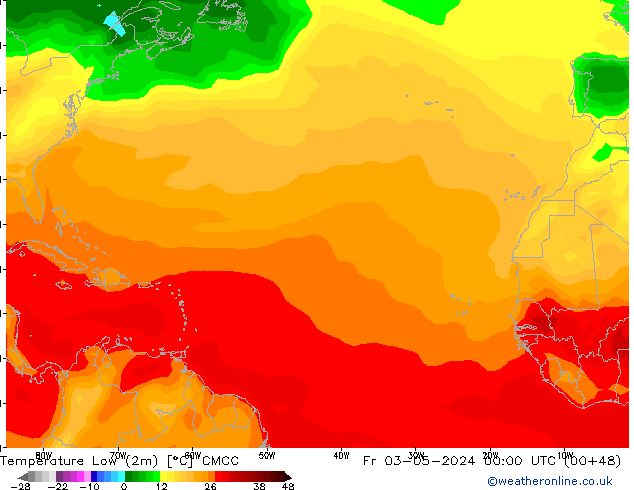 Temperature Low (2m) CMCC Fr 03.05.2024 00 UTC