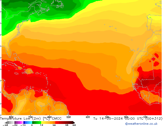 température 2m min CMCC mar 14.05.2024 00 UTC