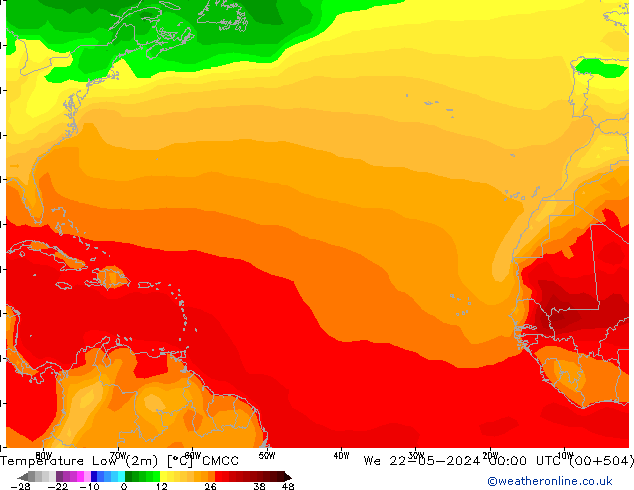 Min. Temperatura (2m) CMCC śro. 22.05.2024 00 UTC