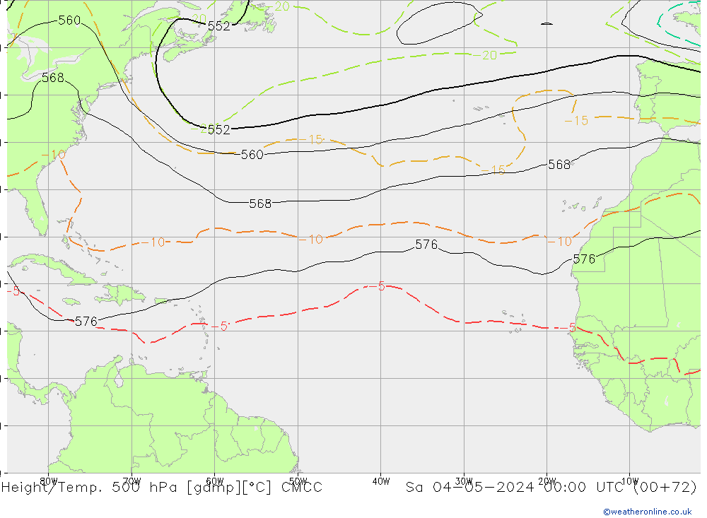 Height/Temp. 500 hPa CMCC Sáb 04.05.2024 00 UTC