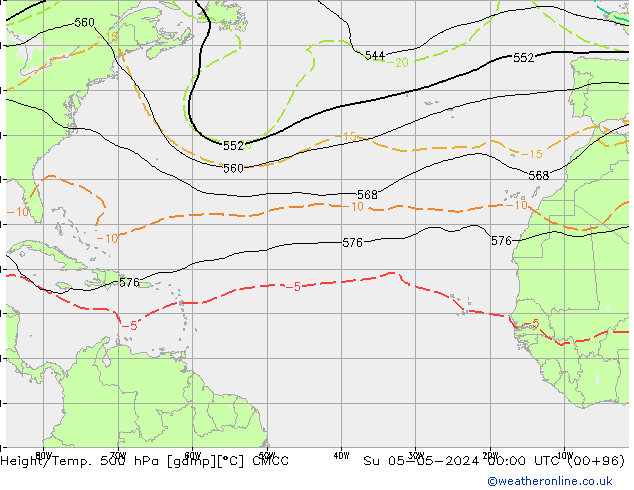 Géop./Temp. 500 hPa CMCC dim 05.05.2024 00 UTC