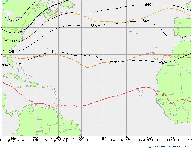 Yükseklik/Sıc. 500 hPa CMCC Sa 14.05.2024 00 UTC