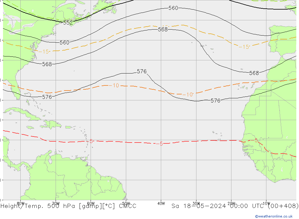 Height/Temp. 500 hPa CMCC Sáb 18.05.2024 00 UTC