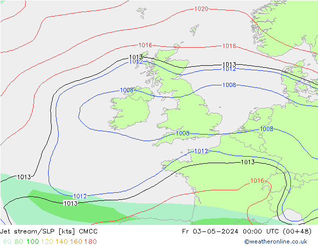 Jet stream/SLP CMCC Pá 03.05.2024 00 UTC