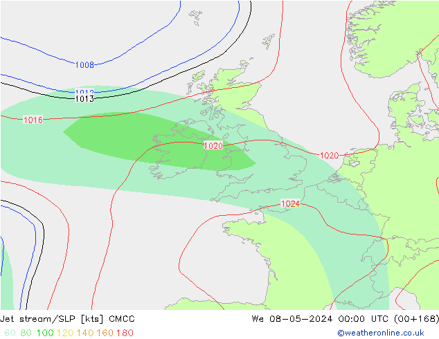 Jet stream/SLP CMCC We 08.05.2024 00 UTC