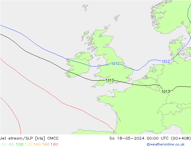 Jet stream/SLP CMCC Sa 18.05.2024 00 UTC