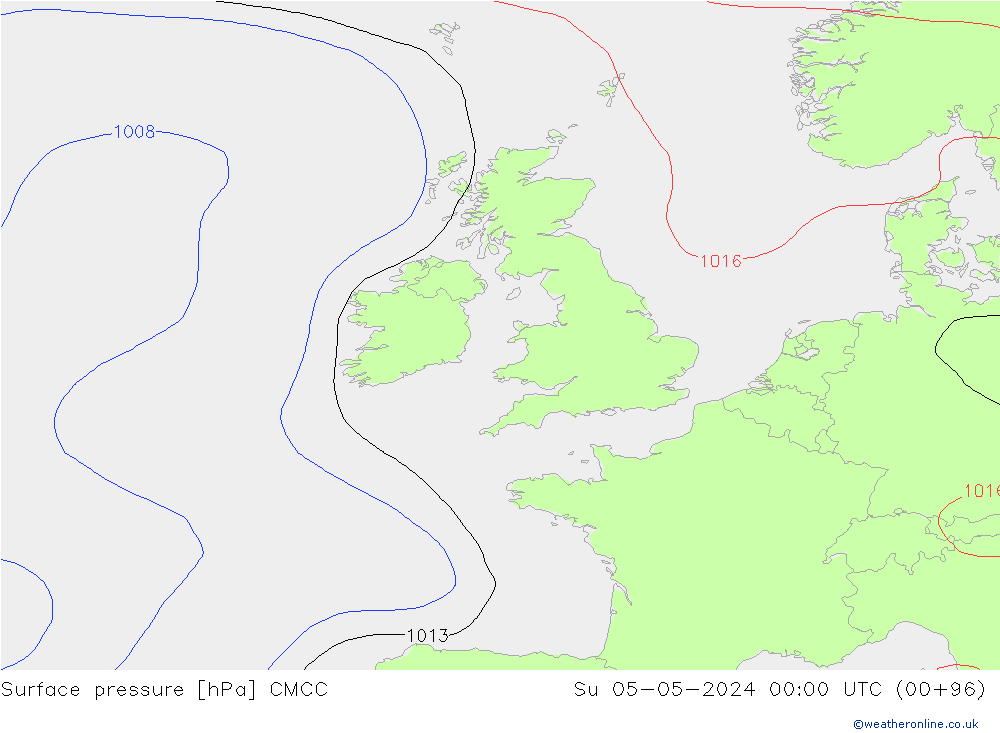 Atmosférický tlak CMCC Ne 05.05.2024 00 UTC