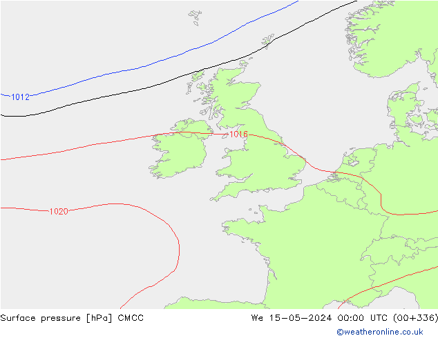 pressão do solo CMCC Qua 15.05.2024 00 UTC