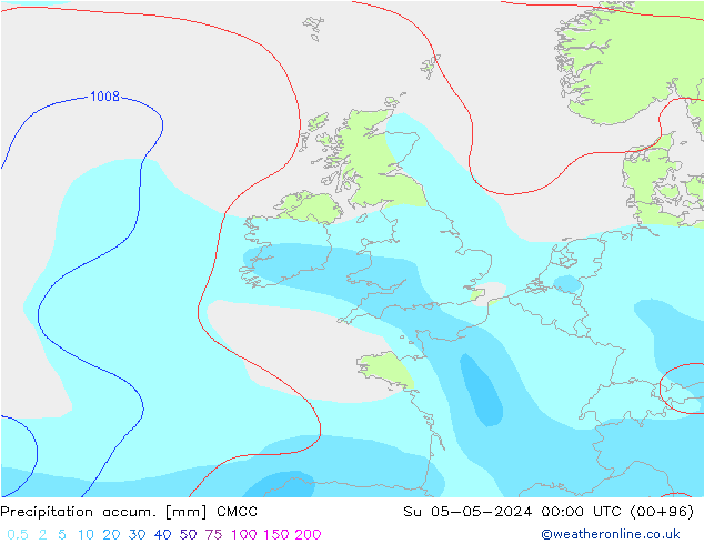 Toplam Yağış CMCC Paz 05.05.2024 00 UTC