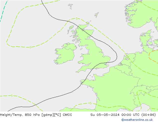 Height/Temp. 850 hPa CMCC dom 05.05.2024 00 UTC