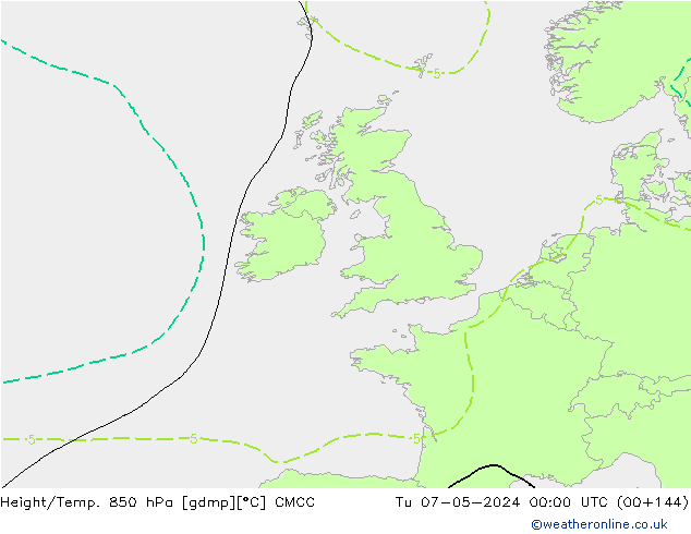 Height/Temp. 850 гПа CMCC вт 07.05.2024 00 UTC