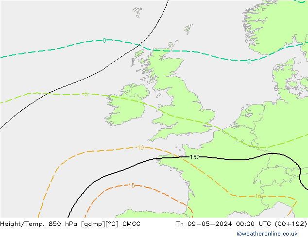 Height/Temp. 850 hPa CMCC Th 09.05.2024 00 UTC