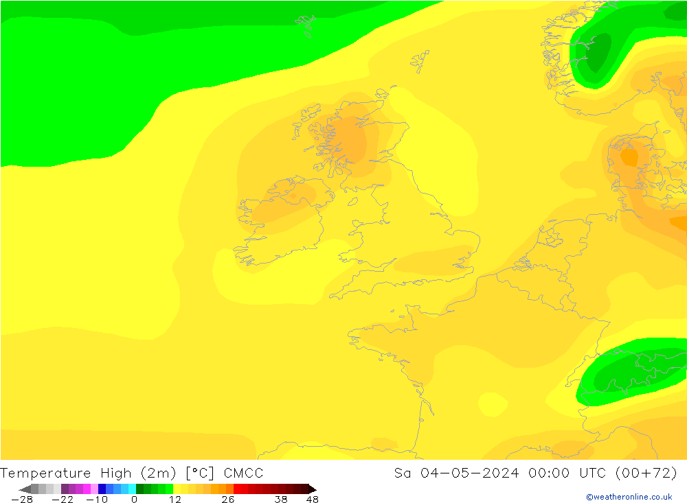 Temperatura máx. (2m) CMCC sáb 04.05.2024 00 UTC