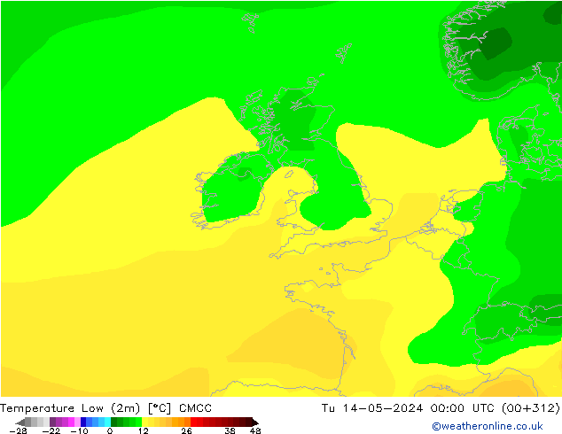 temperatura mín. (2m) CMCC Ter 14.05.2024 00 UTC