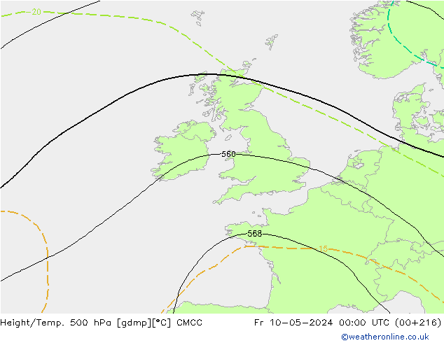 Height/Temp. 500 hPa CMCC Fr 10.05.2024 00 UTC