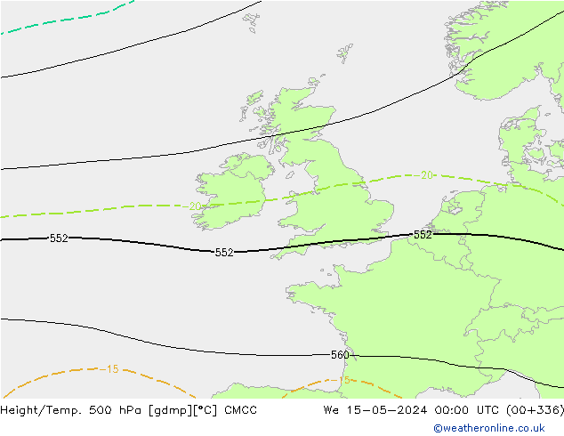 Height/Temp. 500 hPa CMCC Qua 15.05.2024 00 UTC