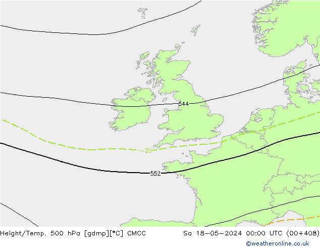 Height/Temp. 500 hPa CMCC so. 18.05.2024 00 UTC