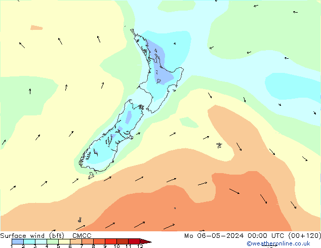 Surface wind (bft) CMCC Mo 06.05.2024 00 UTC