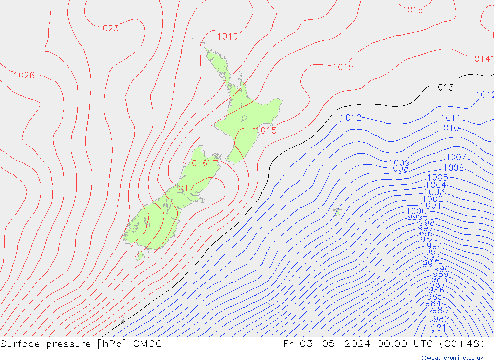 pression de l'air CMCC ven 03.05.2024 00 UTC