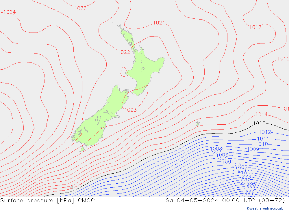 Pressione al suolo CMCC sab 04.05.2024 00 UTC