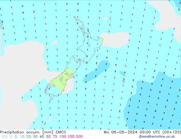Precipitation accum. CMCC Mo 06.05.2024 00 UTC