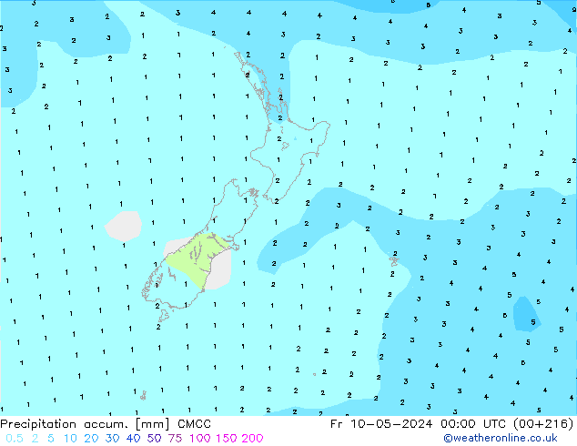 Precipitation accum. CMCC pt. 10.05.2024 00 UTC