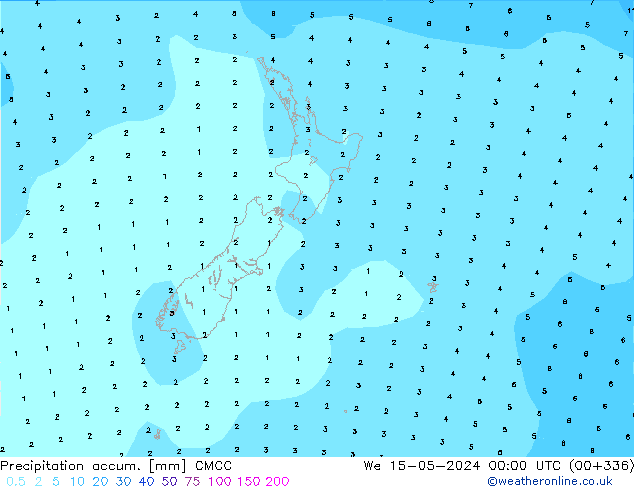 Precipitation accum. CMCC  15.05.2024 00 UTC