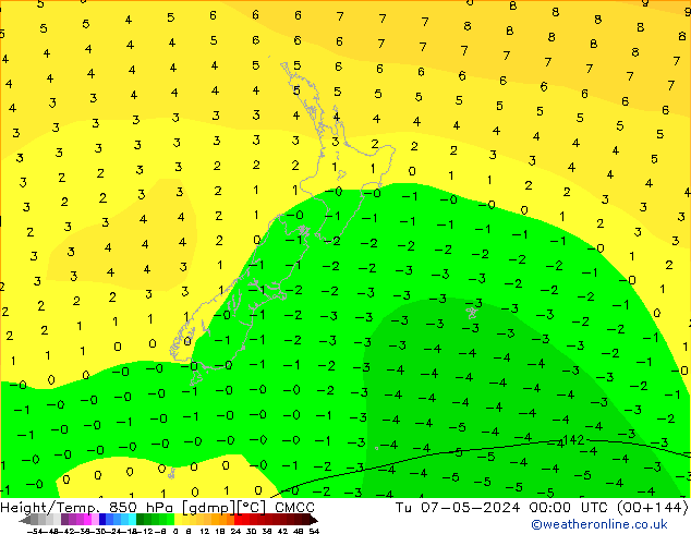 Height/Temp. 850 hPa CMCC Ter 07.05.2024 00 UTC