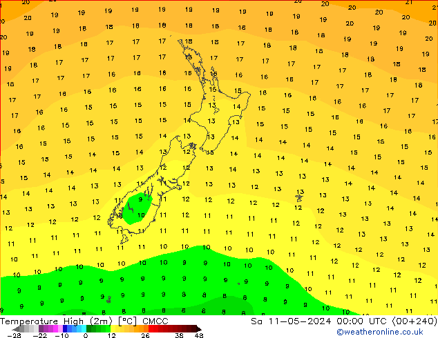 Temperature High (2m) CMCC Sa 11.05.2024 00 UTC