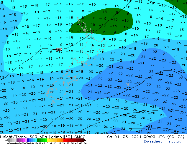 Height/Temp. 500 hPa CMCC sab 04.05.2024 00 UTC