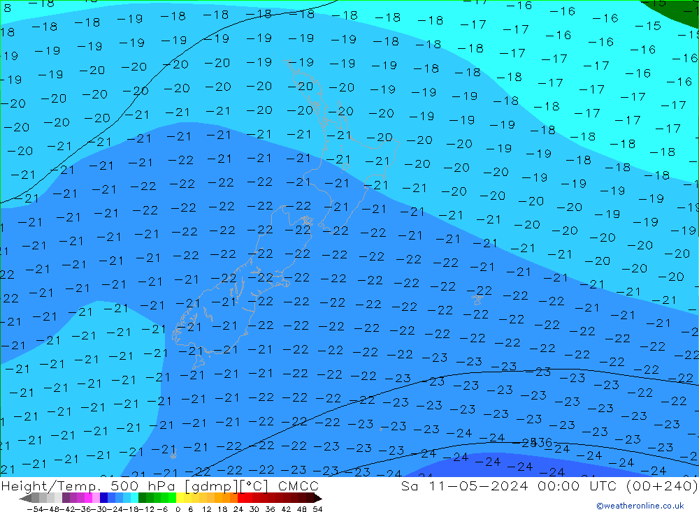 Height/Temp. 500 hPa CMCC sab 11.05.2024 00 UTC