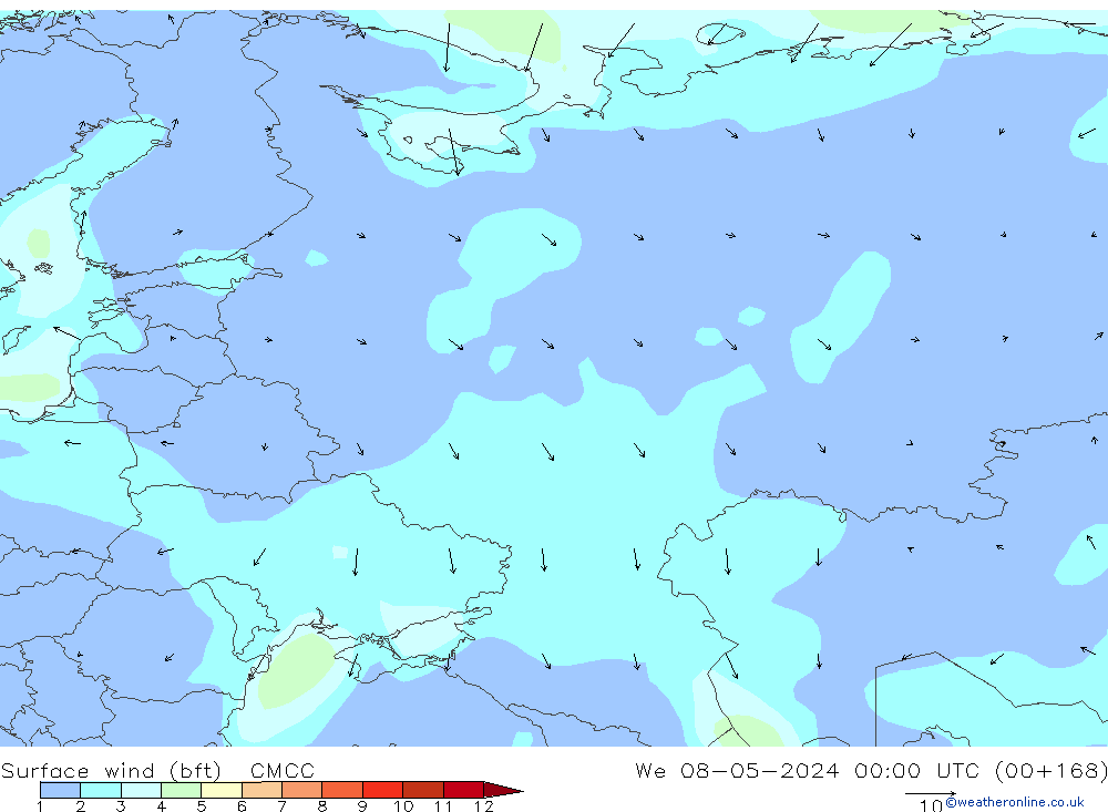 Surface wind (bft) CMCC We 08.05.2024 00 UTC