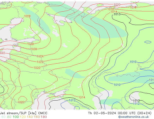 Jet stream/SLP CMCC Th 02.05.2024 00 UTC