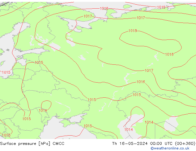Presión superficial CMCC jue 16.05.2024 00 UTC