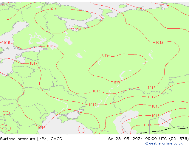 Pressione al suolo CMCC sab 25.05.2024 00 UTC