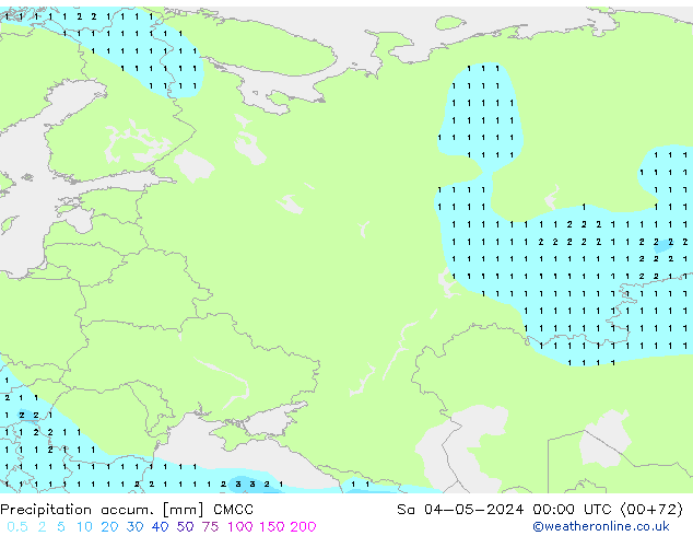 Precipitation accum. CMCC сб 04.05.2024 00 UTC