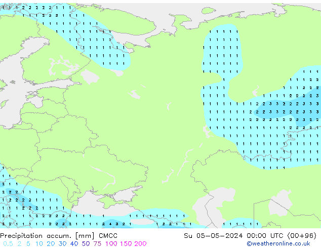 Toplam Yağış CMCC Paz 05.05.2024 00 UTC