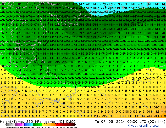 Height/Temp. 850 hPa CMCC mar 07.05.2024 00 UTC