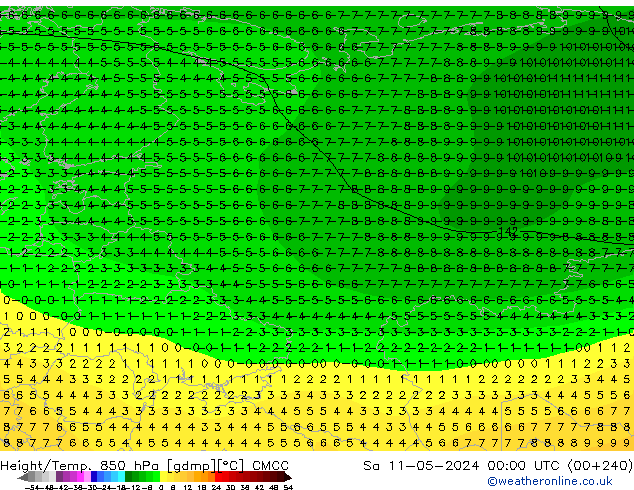 Height/Temp. 850 hPa CMCC Sa 11.05.2024 00 UTC