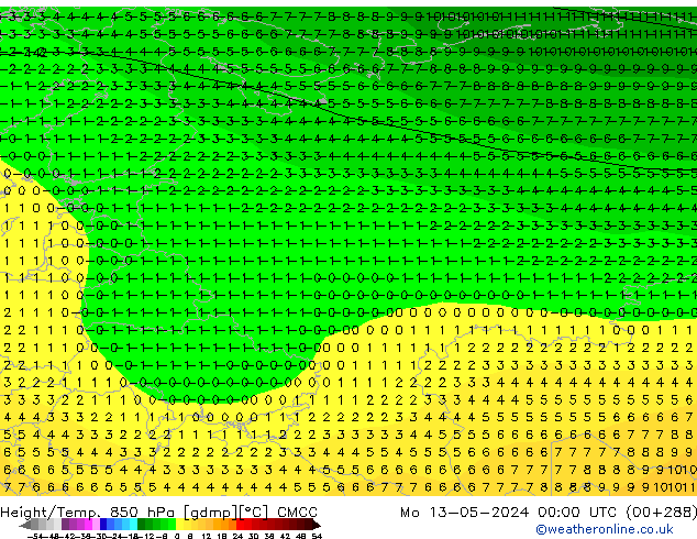 Height/Temp. 850 гПа CMCC пн 13.05.2024 00 UTC