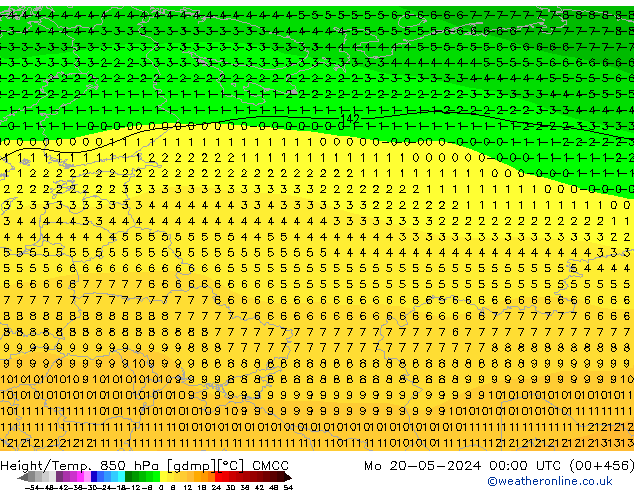 Height/Temp. 850 hPa CMCC Mo 20.05.2024 00 UTC