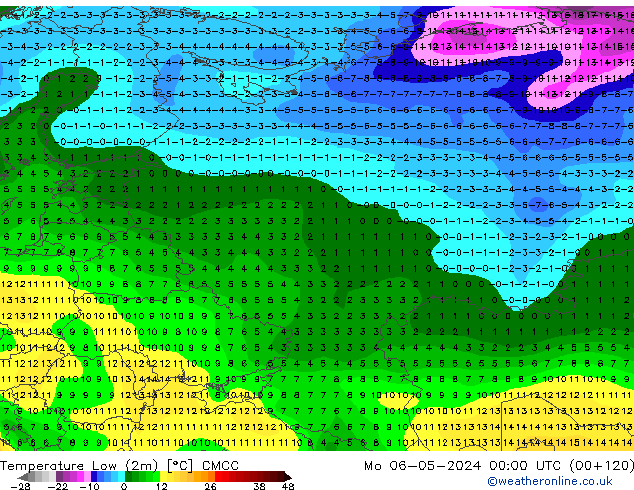 temperatura mín. (2m) CMCC Seg 06.05.2024 00 UTC