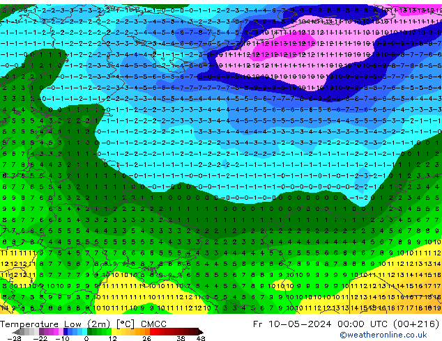 Minumum Değer (2m) CMCC Cu 10.05.2024 00 UTC