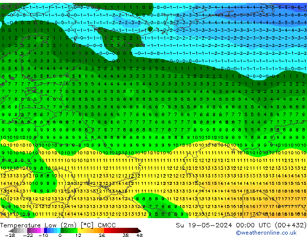 Темпер. мин. (2т) CMCC Вс 19.05.2024 00 UTC