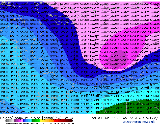 Hoogte/Temp. 500 hPa CMCC za 04.05.2024 00 UTC