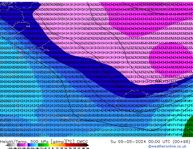 Height/Temp. 500 hPa CMCC Su 05.05.2024 00 UTC